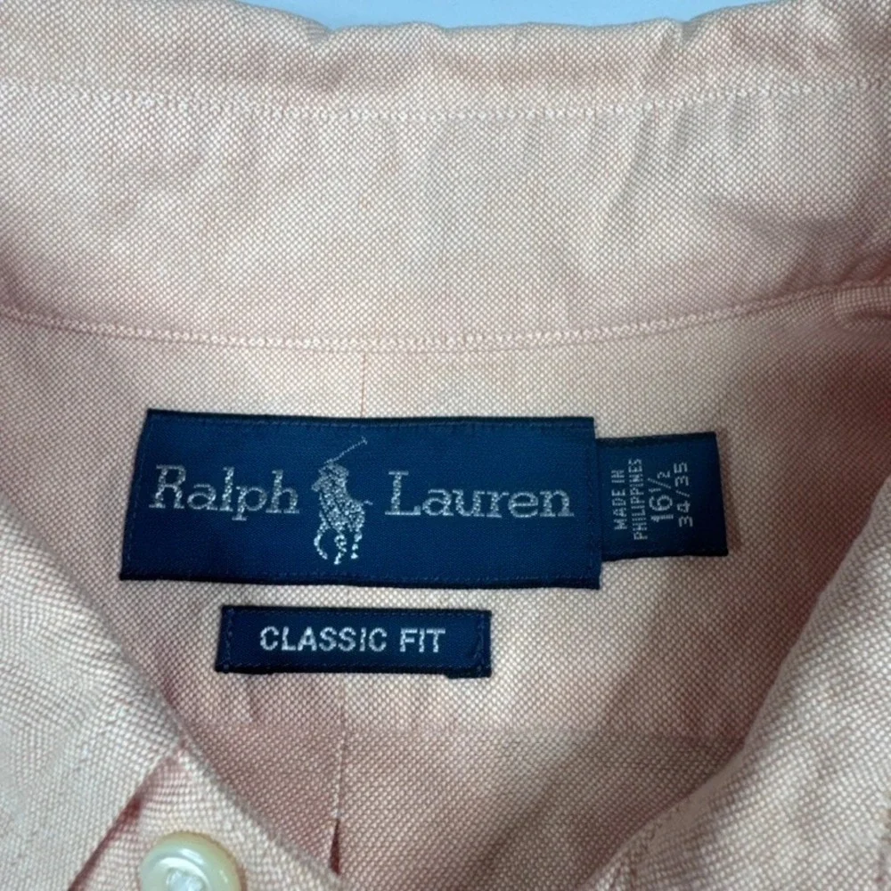 Polo Ralph Lauren Oxford Shirt Mens Large 16.5 Pink Classic Button Down‎ Flesh